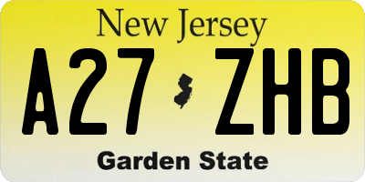 NJ license plate A27ZHB