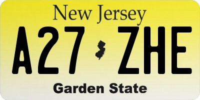 NJ license plate A27ZHE