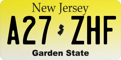 NJ license plate A27ZHF