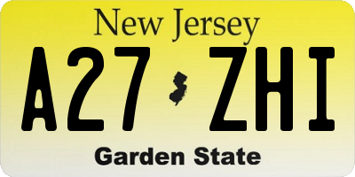 NJ license plate A27ZHI