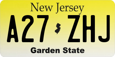 NJ license plate A27ZHJ