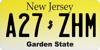 NJ license plate A27ZHM