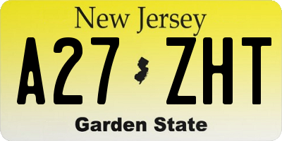 NJ license plate A27ZHT