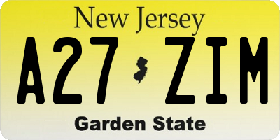 NJ license plate A27ZIM