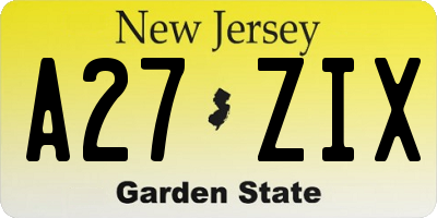 NJ license plate A27ZIX