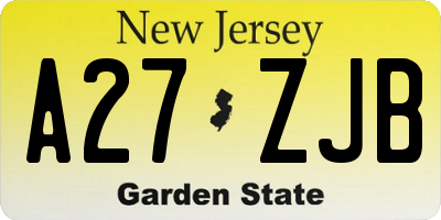 NJ license plate A27ZJB