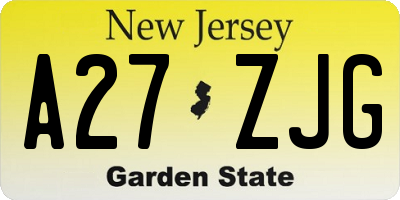 NJ license plate A27ZJG