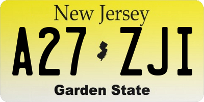 NJ license plate A27ZJI