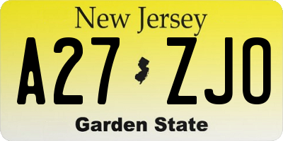 NJ license plate A27ZJO