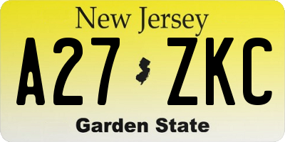 NJ license plate A27ZKC