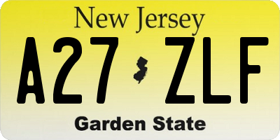 NJ license plate A27ZLF