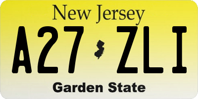 NJ license plate A27ZLI