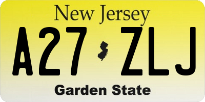 NJ license plate A27ZLJ