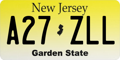 NJ license plate A27ZLL