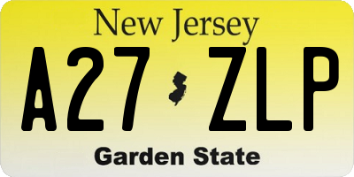 NJ license plate A27ZLP
