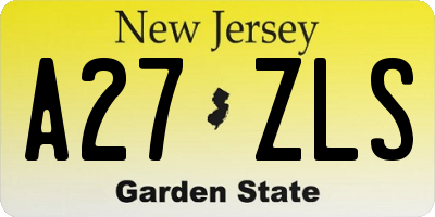 NJ license plate A27ZLS