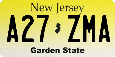 NJ license plate A27ZMA