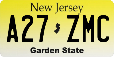 NJ license plate A27ZMC
