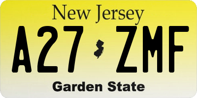 NJ license plate A27ZMF