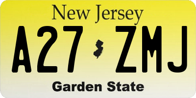 NJ license plate A27ZMJ