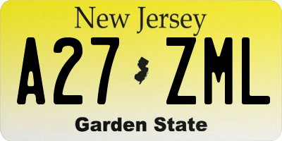 NJ license plate A27ZML
