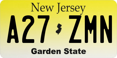 NJ license plate A27ZMN