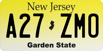 NJ license plate A27ZMO