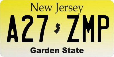 NJ license plate A27ZMP