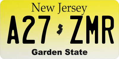 NJ license plate A27ZMR