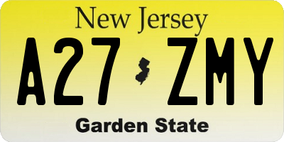 NJ license plate A27ZMY