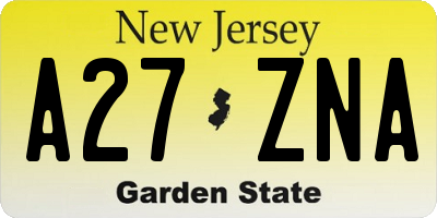 NJ license plate A27ZNA