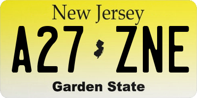 NJ license plate A27ZNE