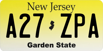 NJ license plate A27ZPA