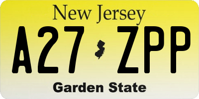 NJ license plate A27ZPP