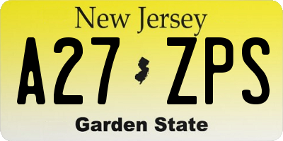 NJ license plate A27ZPS