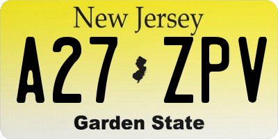 NJ license plate A27ZPV