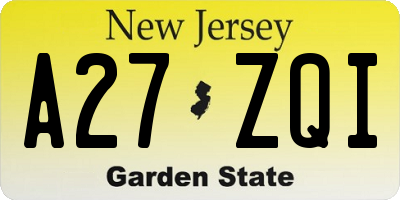 NJ license plate A27ZQI