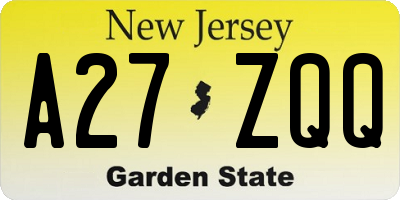 NJ license plate A27ZQQ
