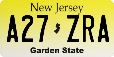 NJ license plate A27ZRA
