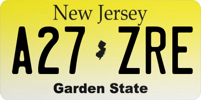 NJ license plate A27ZRE