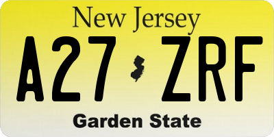 NJ license plate A27ZRF