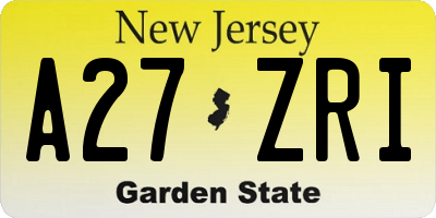 NJ license plate A27ZRI