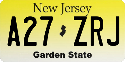 NJ license plate A27ZRJ