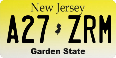 NJ license plate A27ZRM