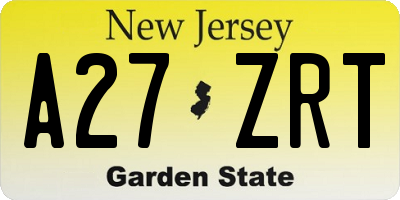 NJ license plate A27ZRT