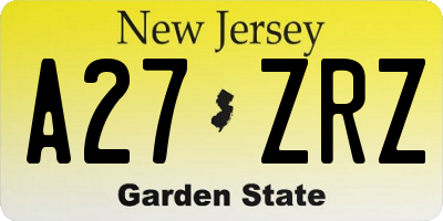 NJ license plate A27ZRZ