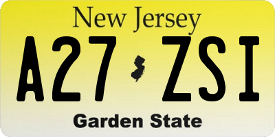 NJ license plate A27ZSI