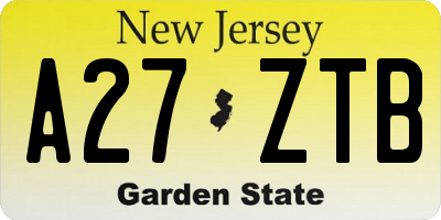 NJ license plate A27ZTB