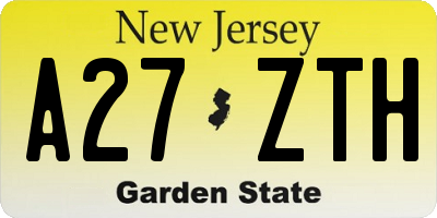 NJ license plate A27ZTH