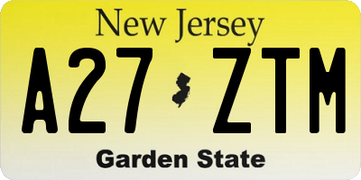 NJ license plate A27ZTM